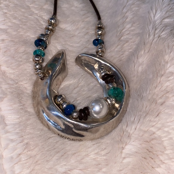 UNOde50 long leather and colored stones necklace - Picture 2 of 4